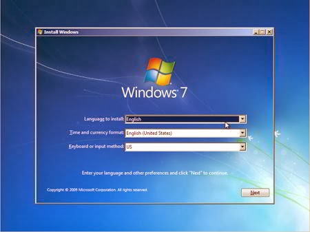 Cara Instal Windows 7 - Format Language, Time, Keyboard