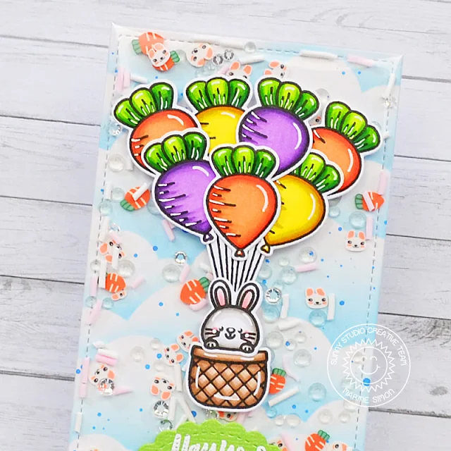 Sunny Studio Stamps: Bunnyville Cards by Marine Simon (featuring Balloon Rides, Heart Bouquet)