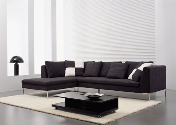 model sofa minimalis bentuk L bahan kulit