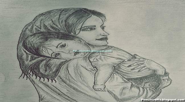 Mother And Child Pencil Drawings For Sale