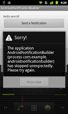 IllegalArgumentException: contentIntent required on Nexus One