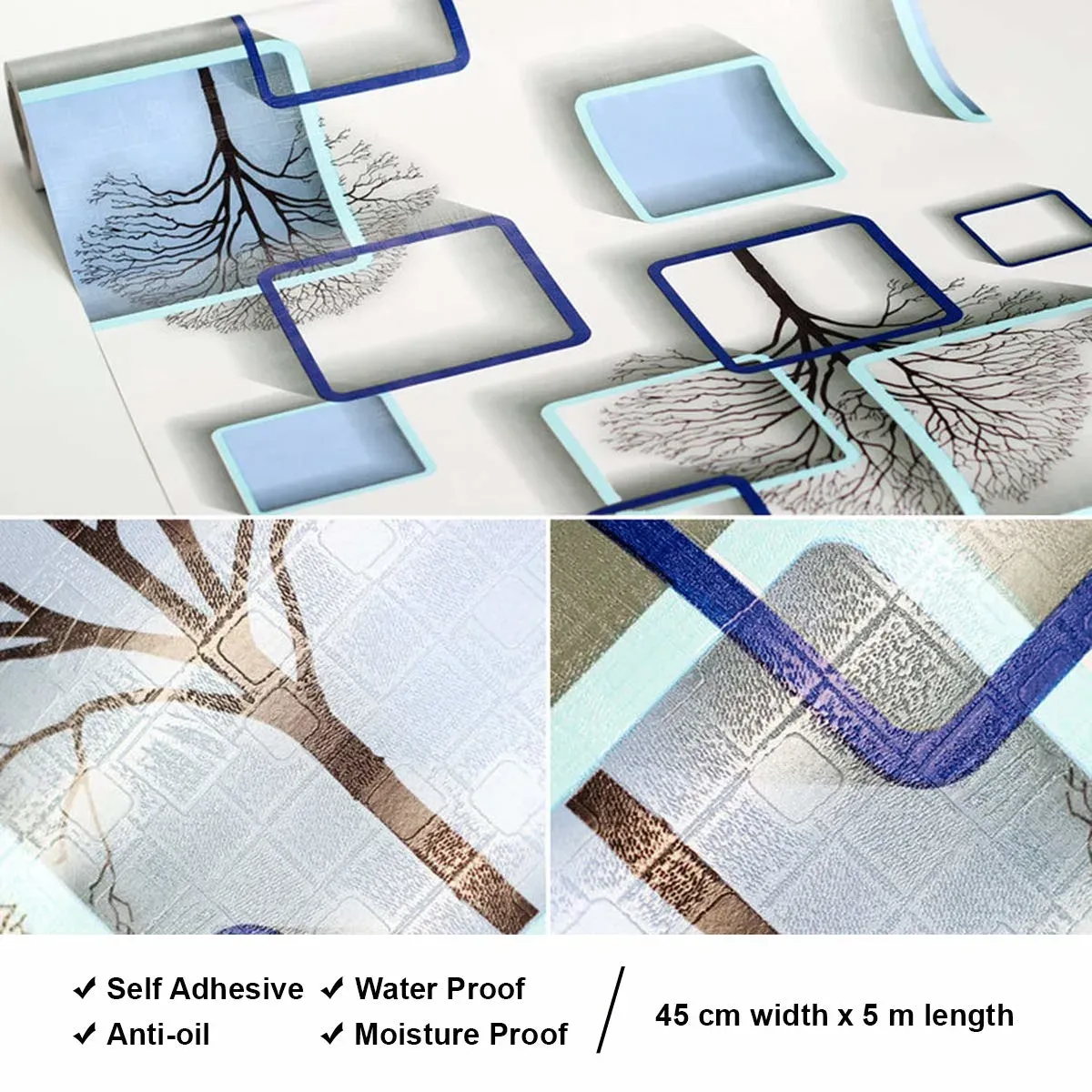 3D frame PVC wallpaper