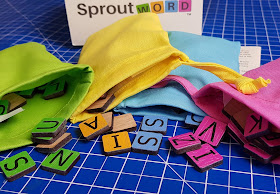 Sproutword Plastic Free tile game wooden pieces cloth bags