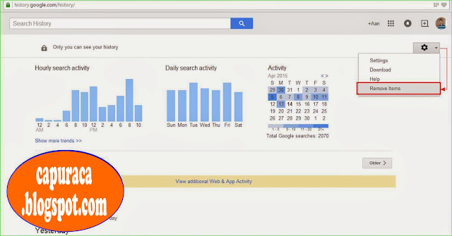 Cara menghapus Google search history,remove item,