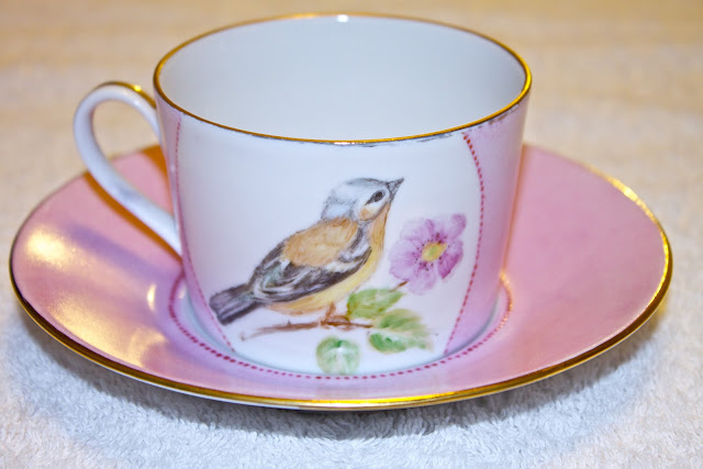 china cup, tea cup, porcelain, hand painted, birds, sparrow