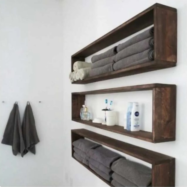 wooden bathroom towel rack