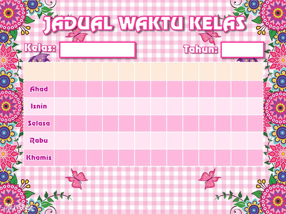 Waktu Kosong Template Jadual Waktu Kelas Boleh Edit