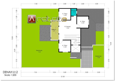 Villa Puncak Tidar T.115 (315m2) - Denah Lt2