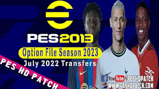 PES 2013 HD Patch Option File Season 2023 Transfers June 2022