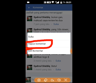 Cara Menghapus Komentar Di Facebook Lite Android/IOS