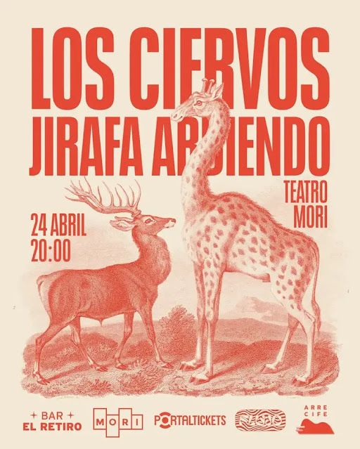 afiche los ciervos y jirafa ardiendo en teatro mori