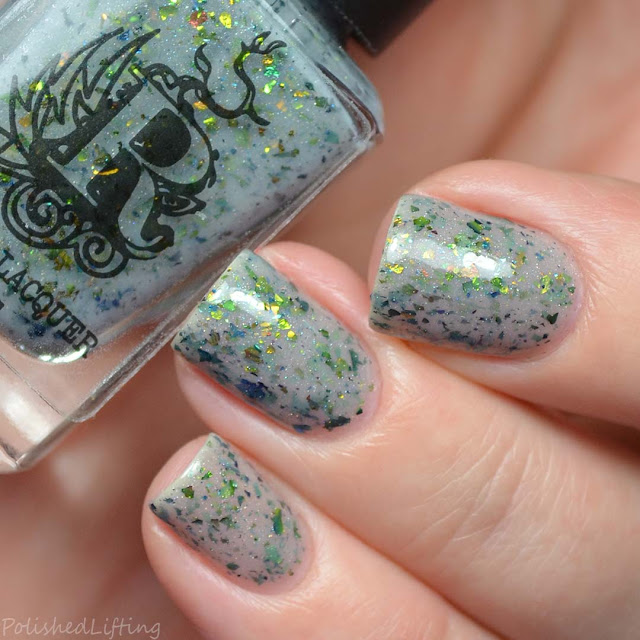 gray crelly flakie nail polish