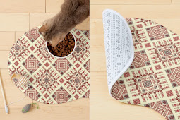 Palestinian Pattern (5) Cat Mat by Airen Stamp