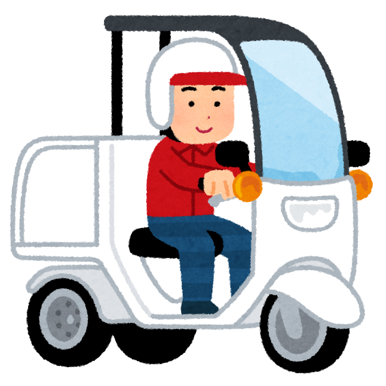 屋根付き三輪バイクに乗る人のイラスト かわいいフリー素材集 いらすとや