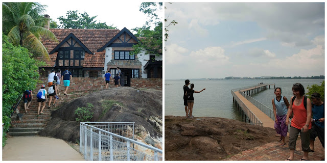 Friends and families enjoying the view from House No 1 at Pulau Ubin