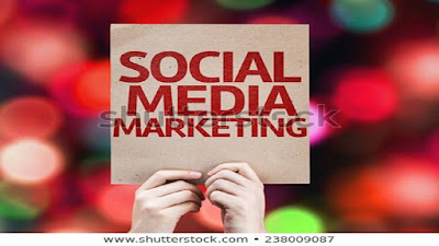 Red social media marketing poster with a red background.