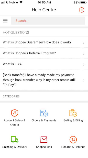 Shopee help centre