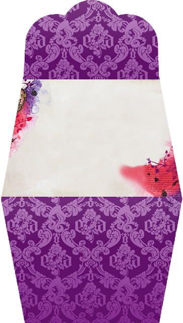 Lilac Damasks in Purple: Free Printable Purse Invitation.