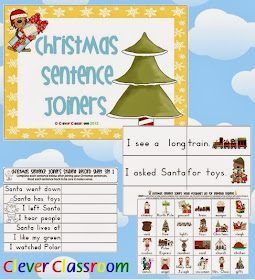 Christmas Sentence Joiners with Record Sheets Center Activity