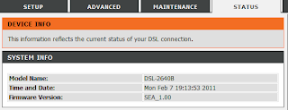 status Setting Modem D Link 2640 B