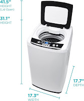 BLACK+DECKER BPWM09W Small Portable Washer's Small footprint: 17.3" wide x 17.7" deep x 31.1" high, IMAGE