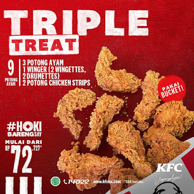 KFC Promo TRIPLE TREAT 9 Potong Ayam Mulai 72 RIbuan Periode 05 - 09 Februari 2021