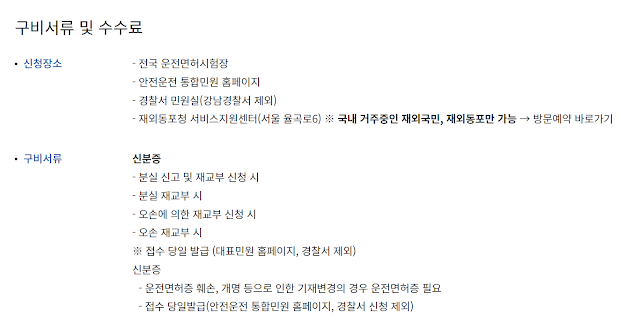 운전면허증 재발급 갱신 및 분실, 신청방법, 필요서류, 당일 발급