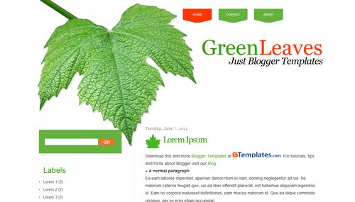 GreenLeaves Blogger Template