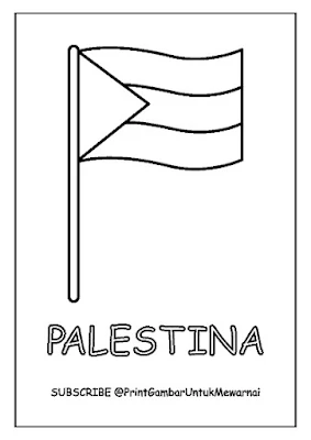 Gambar Mewarnai Bendera Palestina Berkibar PDF