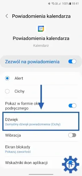 Ustawienia: dźwięk powiadomień z aplikacji