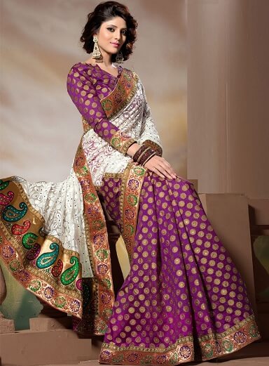 Purple Half And Half Saree Online