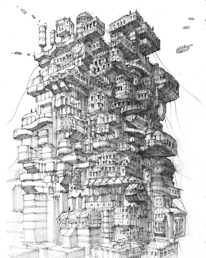 07-Dirigibles-and-building-Architecture-Sketches-Igor-Olszewski-www-designstack-co