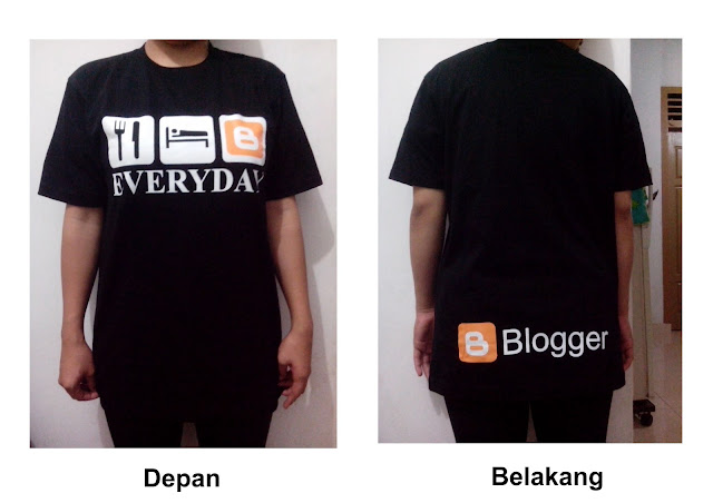 Kaos Blogger Hitam Dengan Gambar Eat, Sleep dan Blog Everyday #2