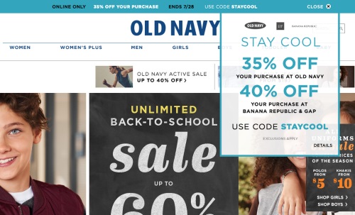 Old Navy Gap & Banana Republic Up To 40% Off Stay Cool Promo Codes