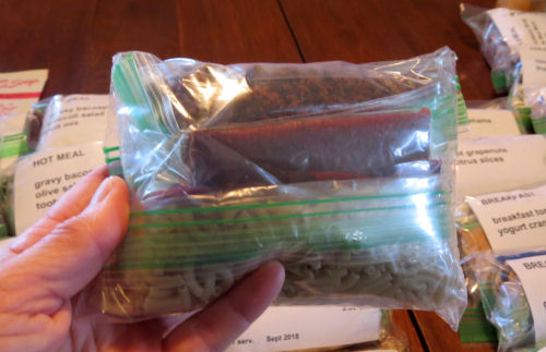 ziplock bag with trail food