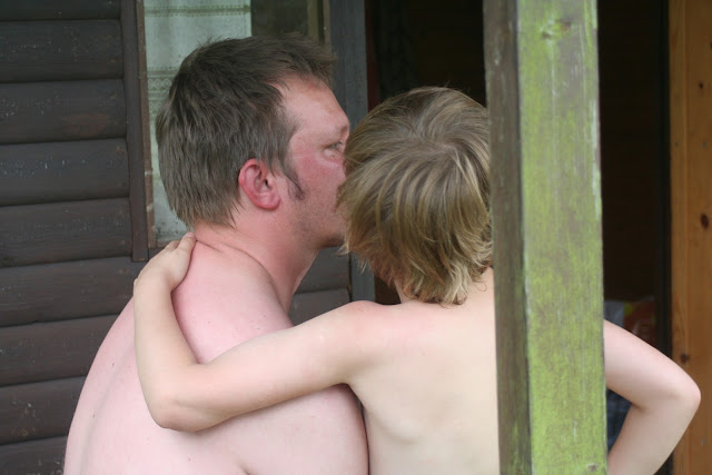 Matti and Ville outside the sauna.