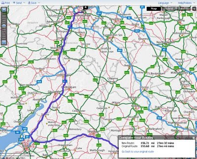 Yahoo Maps New Drag Directions - Compare Old and New Route