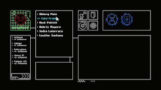 tela no jogo onde é possível entrar em contato com outros personagens, aparecendo um retrato deles em rotoscopia