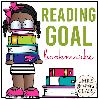 Reading Goal Bookmarks to set reading goals and track reading progress for students in Kindergarten, First Grade, Second Grade