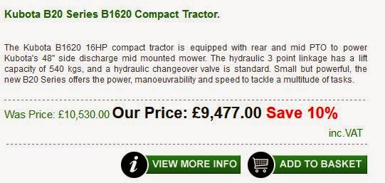 Kubota B20 Series B1620 Compact Tractor, World of Mowers