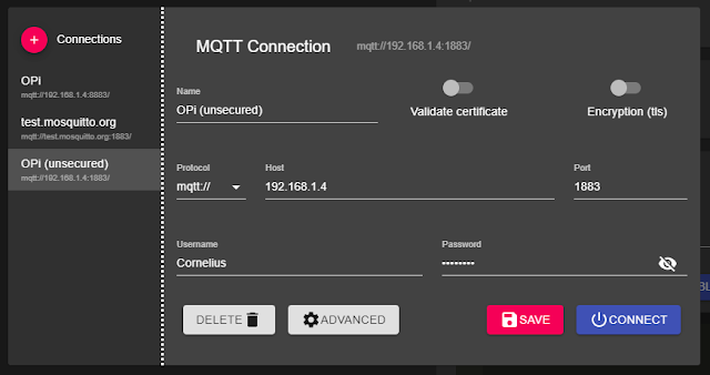 Connect to MQTT broker on unsecured port