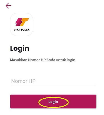 Login Aplikasi Android Star Pulsa