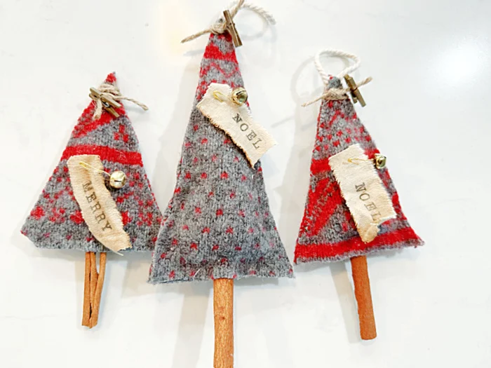 recycled wool trees with tags