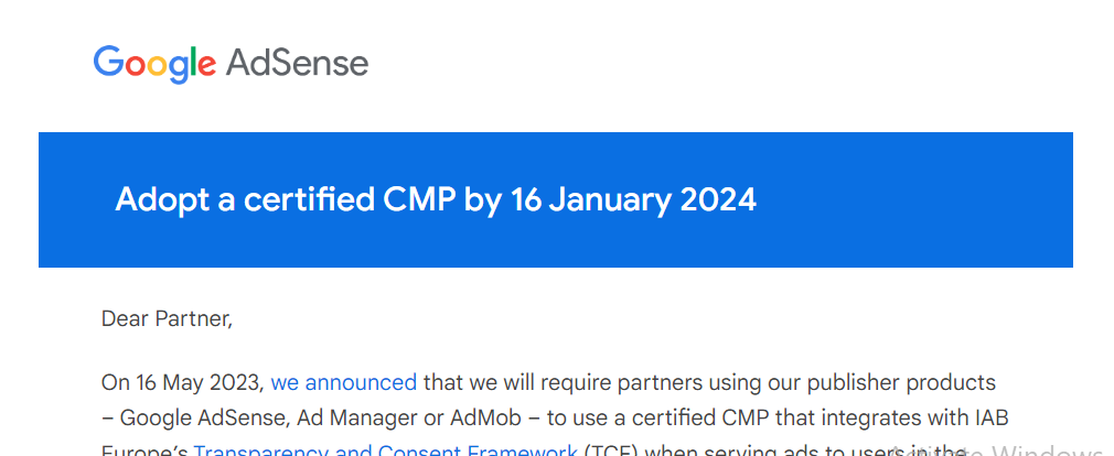 Adopt a certified CMP by 16 January 2024