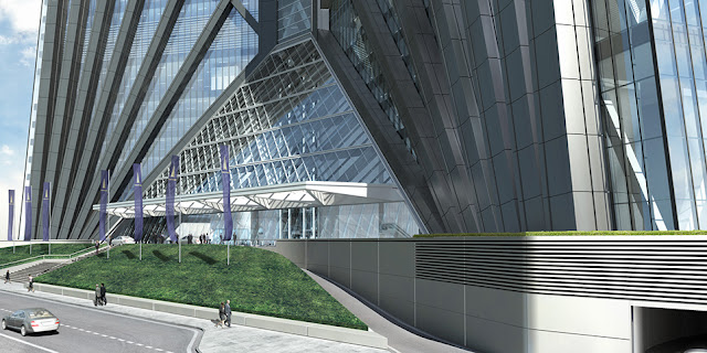 Rendering of Russia Tower podium and entrance into the tower