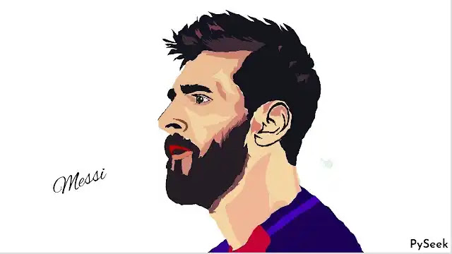 Coloring sketch of Lionel Messi's face using a python program