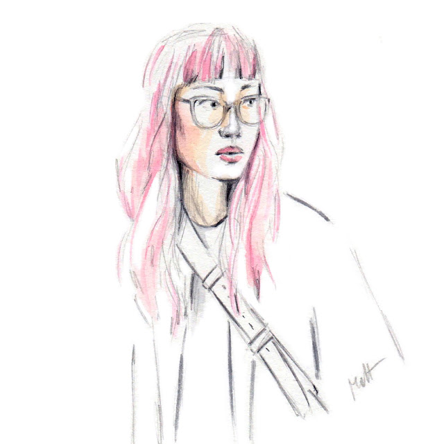 pink hair girl sketch