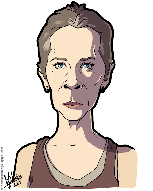 Cartoon caricature of Melissa Suzanne McBride as Carol Peletier from The Walking Dead.