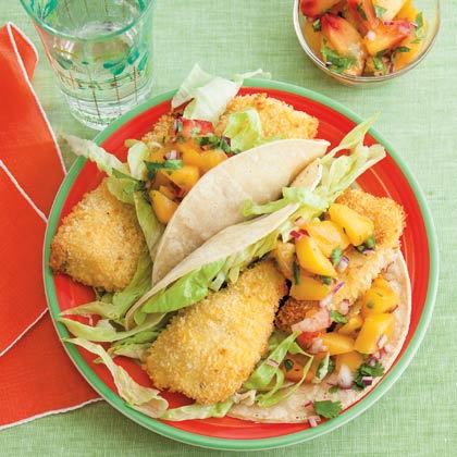 Fish Tacos with Peach Salsa