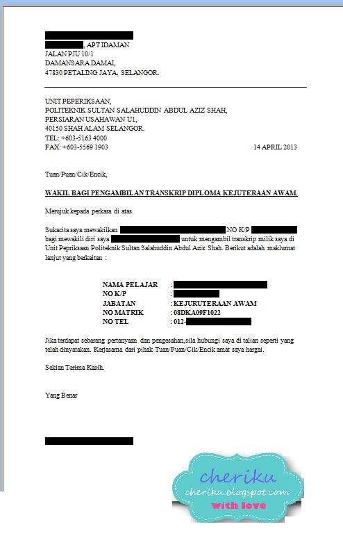 cheriku.blogspot.com: - CONTOH SURAT WAKILKAN ORANG LAIN ...